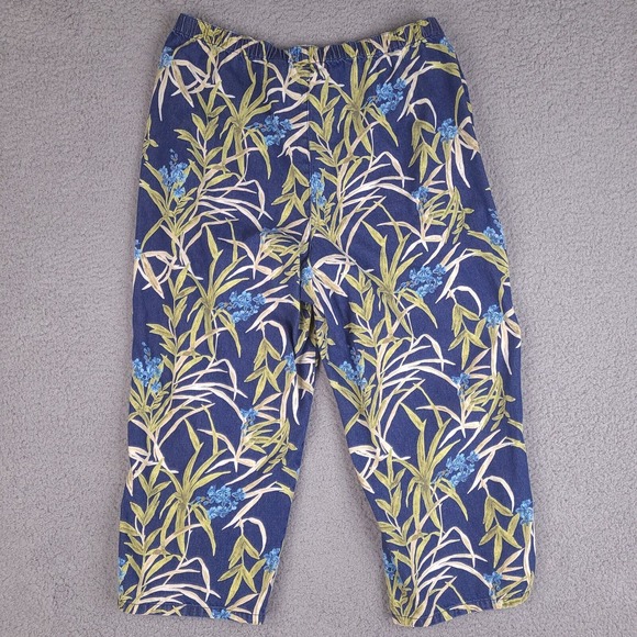 Liz Claiborne Capri Pants Womens Size 16 Blue Floral (Altered Waist) W31 L22 - Picture 2 of 16